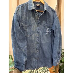 Retro Disney Store Tigger Denim Shirt Jacket Embroidered "Testing The Limits" XL